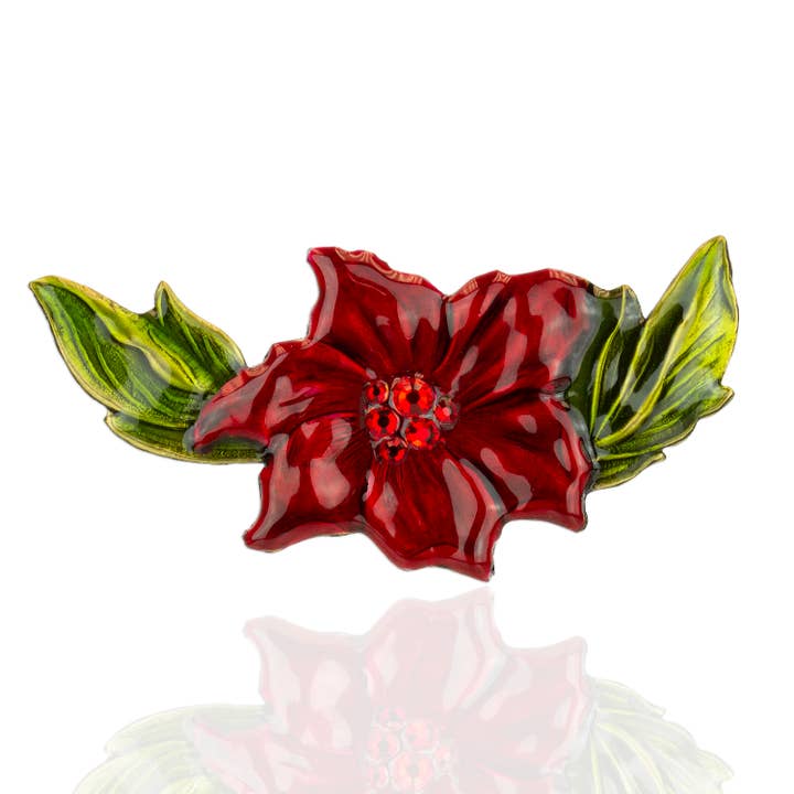 Lali Hand Painted Poinsettia Brooch for wholesale by Anne Koplik Designs, Inc.