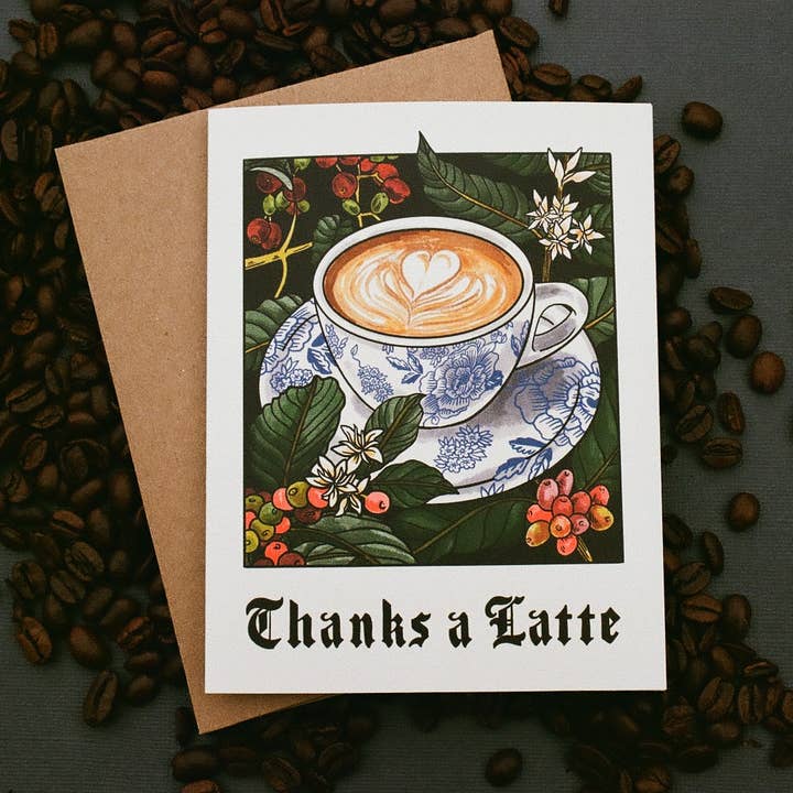 Mattea - Wholesale Thank You Card - Thanks A Latte Card1