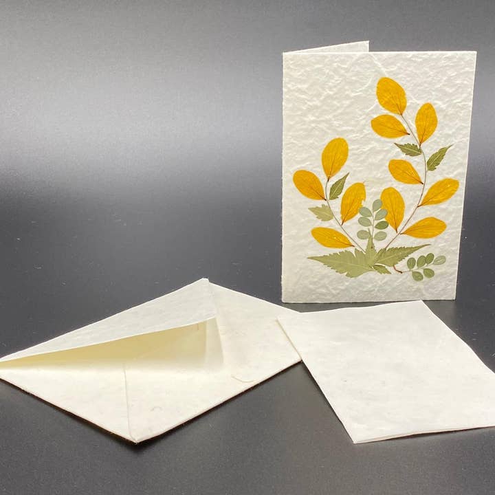 Wooven - Wholesale Stationery/Notecard Set - "Mulberry Tree" Notecards with handmade paper & real flowers
