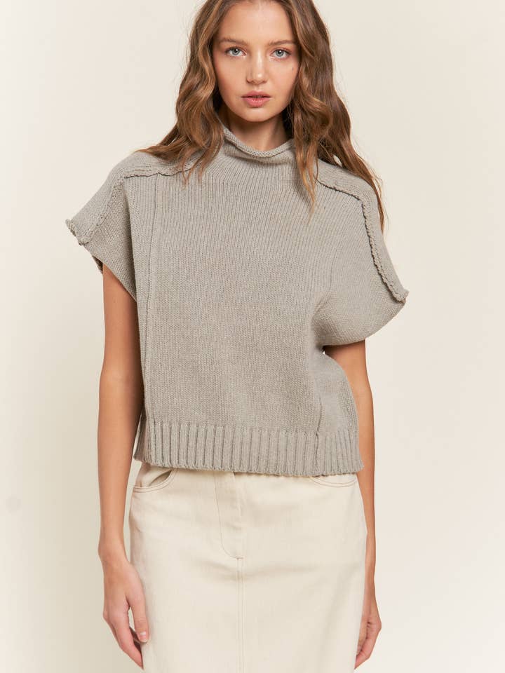 In the Beginning - Wholesale Sweater Vest - Women's - Gray Short Sleeved Sweater Vest