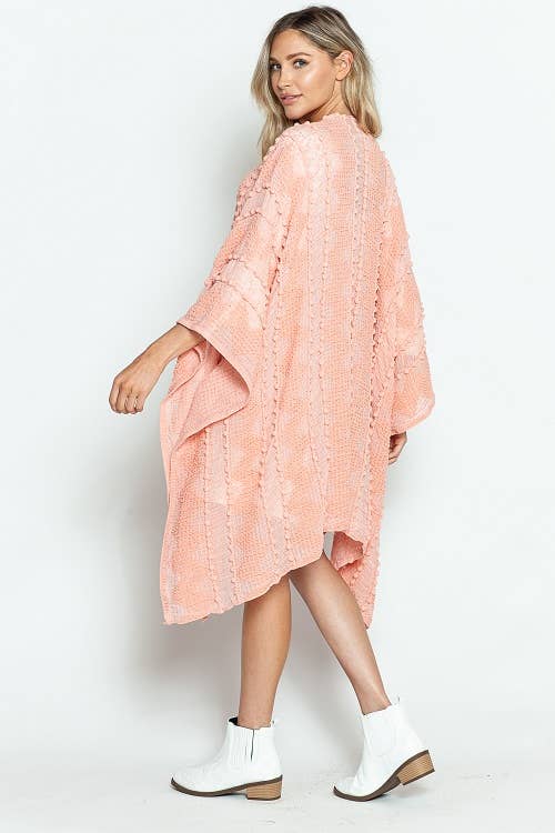 Justin & Taylor - Wholesale Kimono - Women's - Puffer-Up | Soft Textured Cover-Up Kimono With Pom Detail84