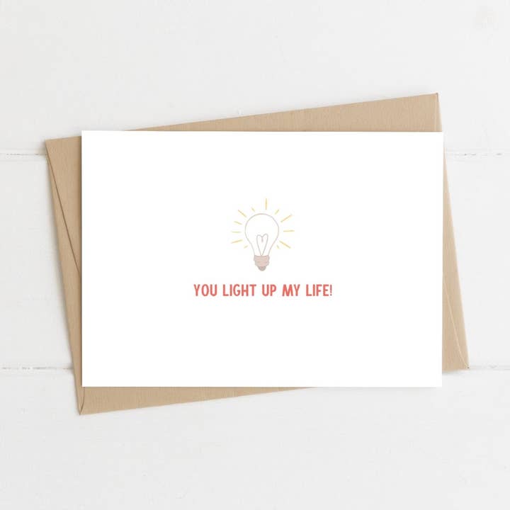 Love Pun Greeting Card - Lightbulb for wholesale by Be Well Stationery
