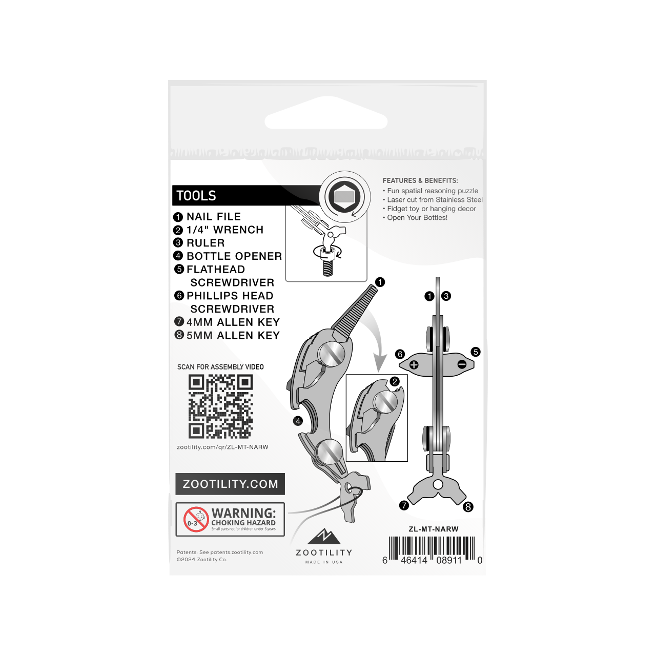Zootility - Vendita all'ingrosso Strumento multifunzione - Narwhal Multi-Tool - Metallo TekPet2