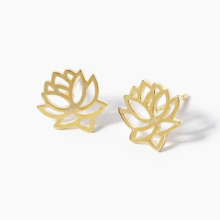 Wild Honey - Wholesale Stud/Post Earrings - White Gold Dipped Brass Water Lily Post Stud Earrings3