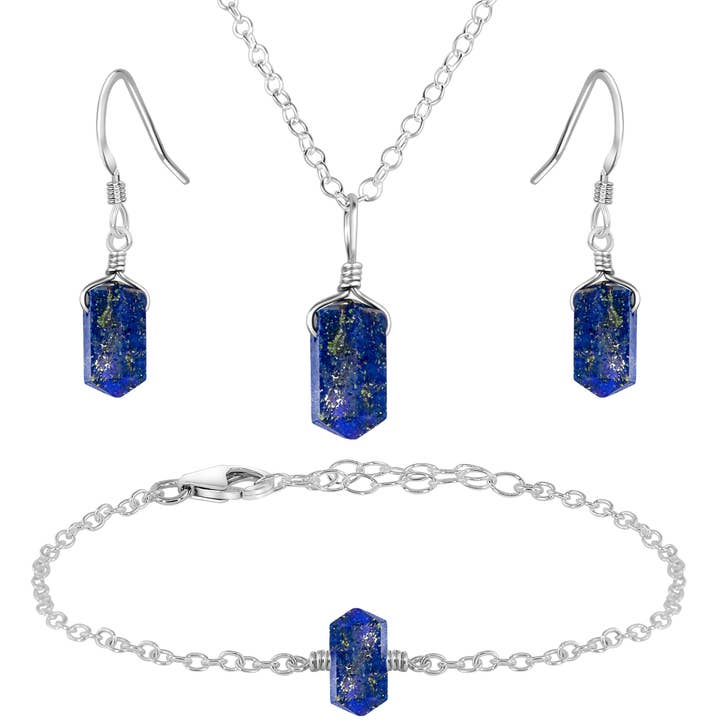 Lapis Lazuli Double Terminated Crystal Jewellery Set for wholesale by Luna Tide