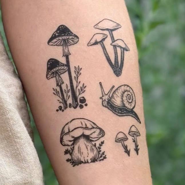 NatureTats – Engroshandel Midlertidig tatovering – Lille Svampe Midlertidig Tatoveringsark0
