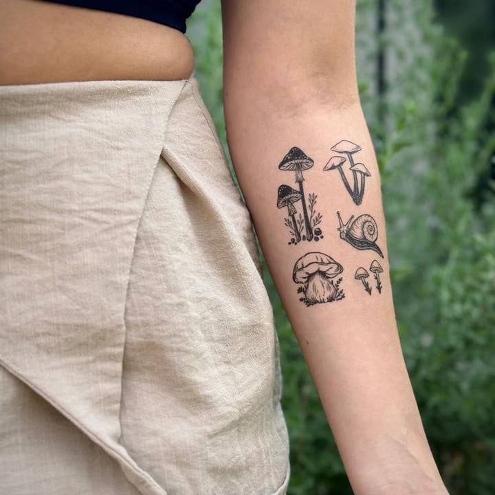 NatureTats - Wholesale Temporary Tattoo - Little Mushrooms Temporary Tattoo Sheet
