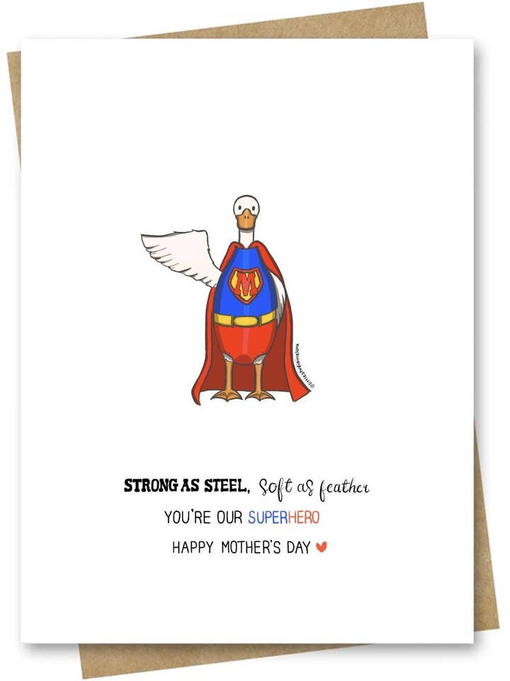 Mother's Day Card from Family — Superhero Mom Duck for wholesale by LittleStudioInElora
