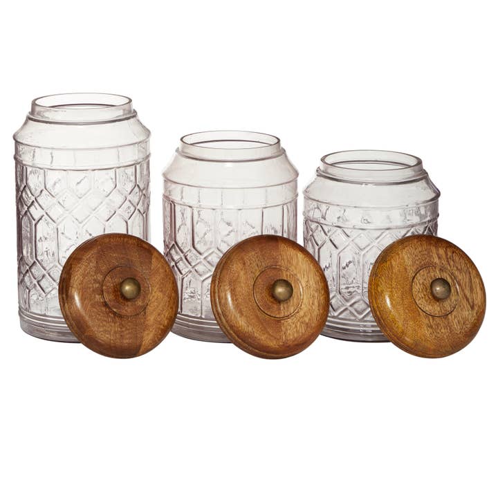 Deco Marché - Wholesale Decorative Jar - Farmhouse Clear Glass Decorative Jars Set2