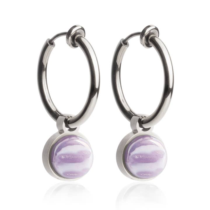 Orecchini Mix & Match con pendente • argento/lavanda • 18 mm per la vendita all'ingrosso da parte di ALEXASCHA