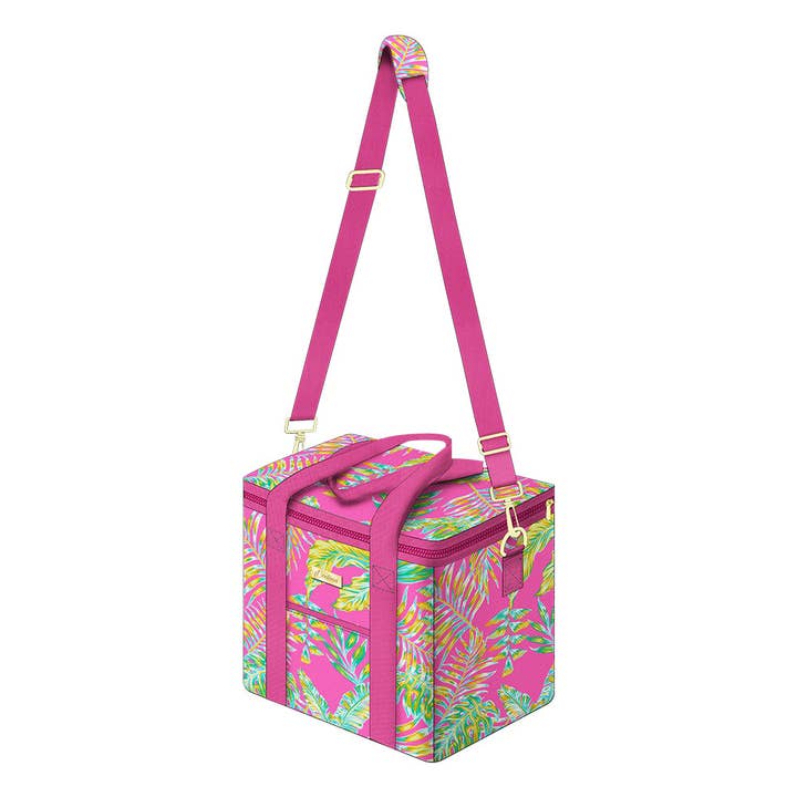 Sac Isotherme Carré avec Fougère Verte : Une Fusion Vibrante de Nature et de Design Rose Fuchsia pour la vente par OEELINN