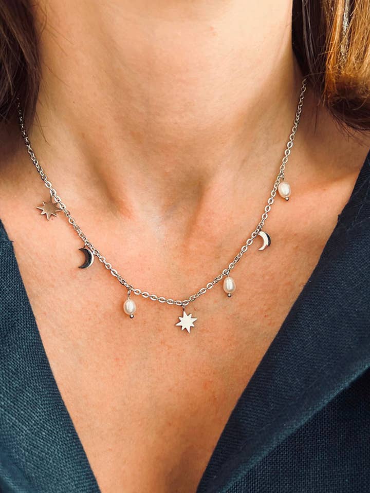 Parelhemel Gouden of Roestvrijstalen Ketting voor wholesale door Stone and Chain