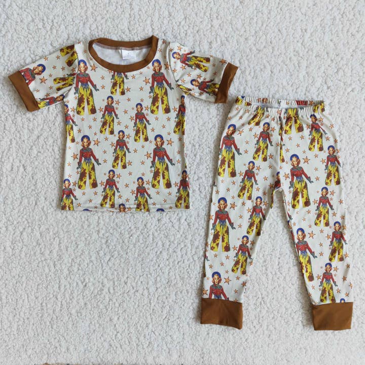 Cowgirl star short sleeve shirt pants kids pajamas for wholesale by Yawoo Garments
