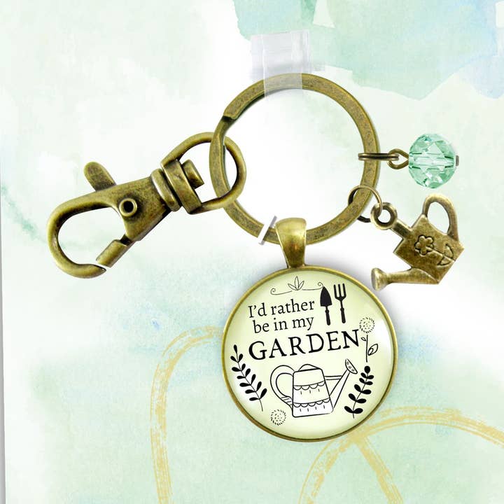 Gardening Keychain I'd Rather Be Garden Plant Lady Gift ^ for wholesale by Gutsy Goodness