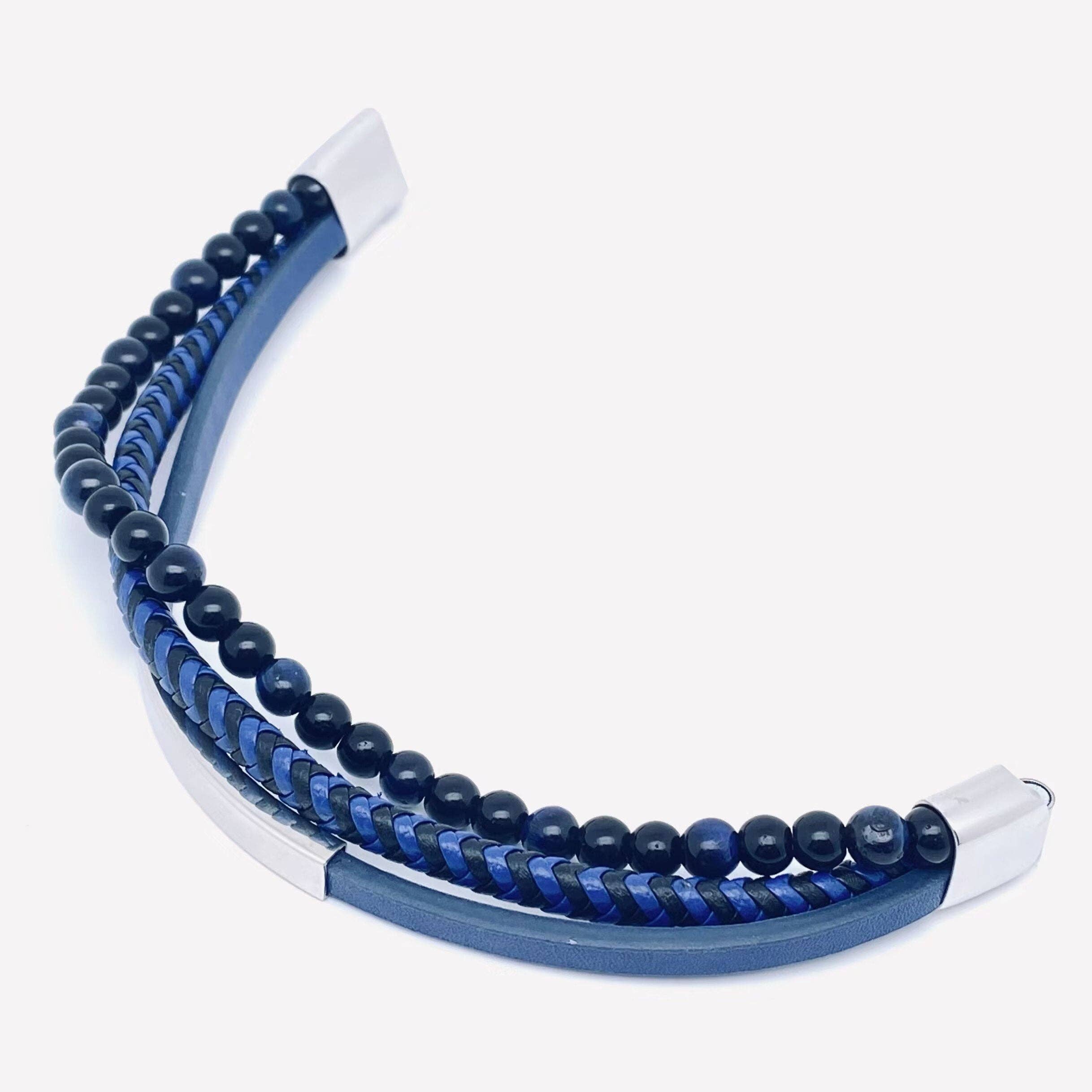 Beads Leather Woven Bracelet Magnetic Buckle - MJ/BC for wholesale on Faire2