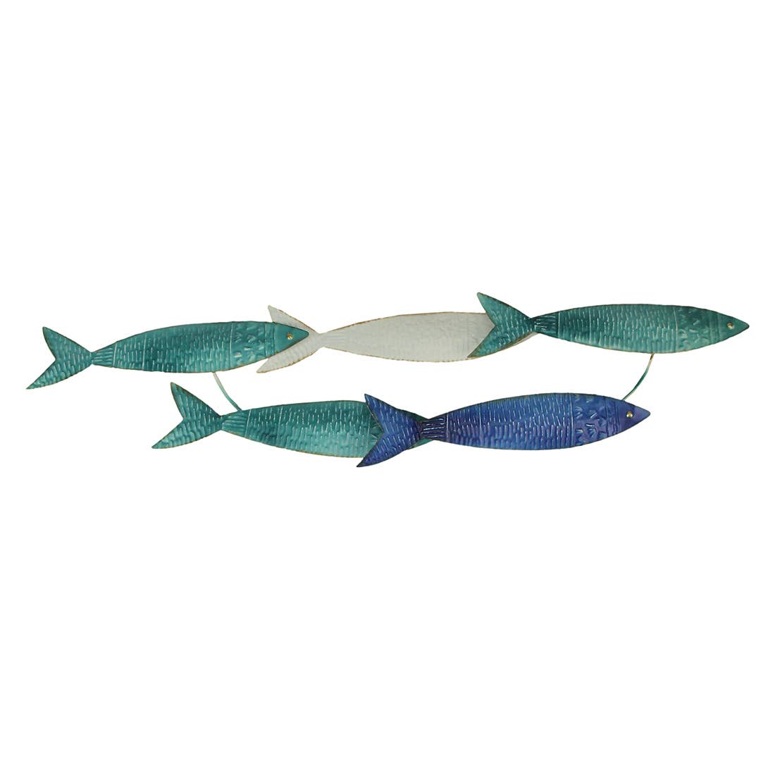 Zeckos - Wholesale Wall Accent - 34 Inch Blue Metal School of Fish Wall Hanging0