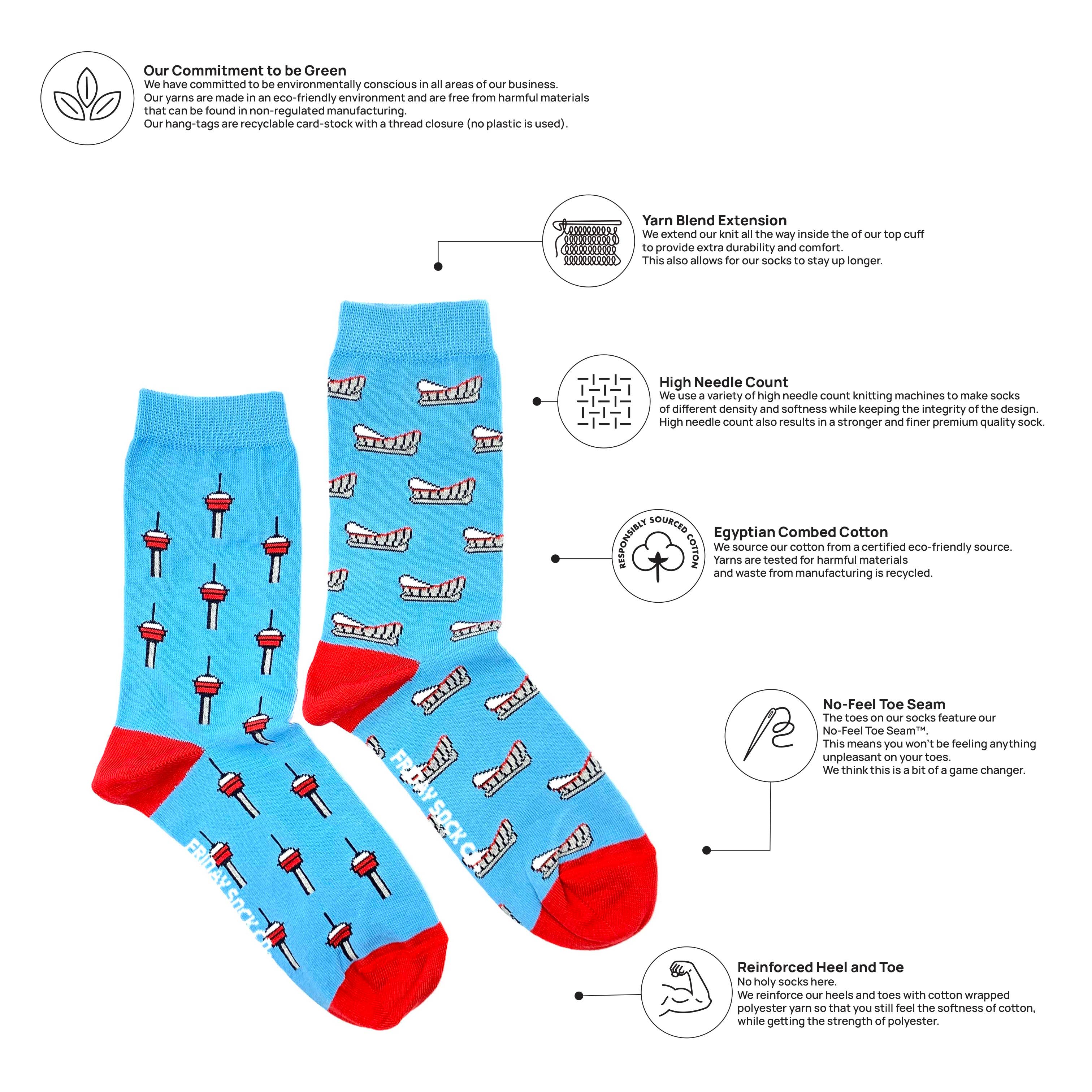 Friday Sock Co. – wholesale Strumpor - Dam – Damstrumpor med Calgary Tower & Calgary Saddledome1