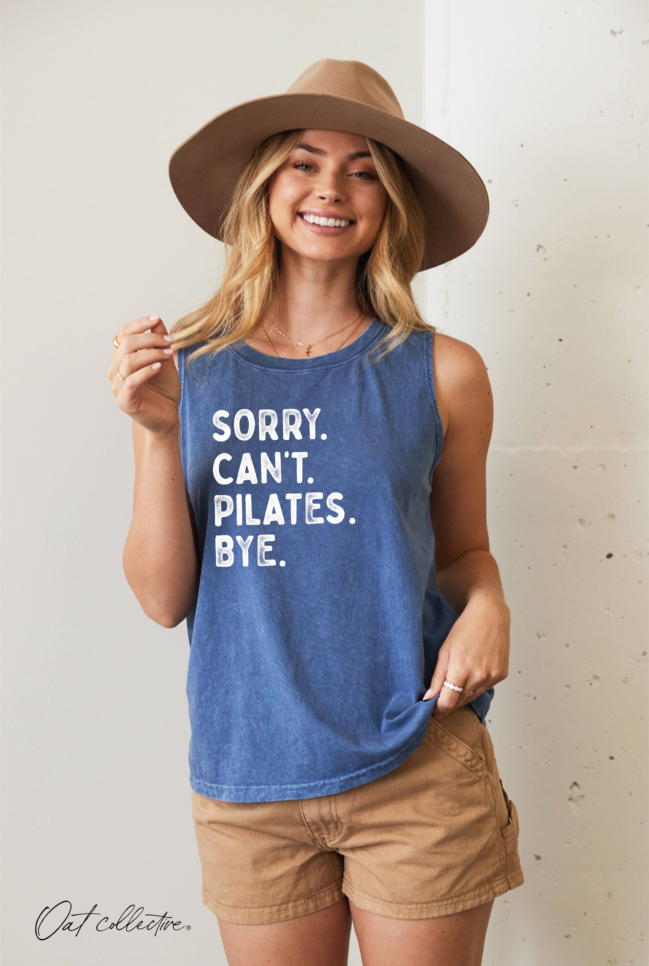 OAT COLLECTIVE - Wholesale Tank Top - Women's - SORRY CAN'T PILATES BYE Mineral Graphic Tank Top7