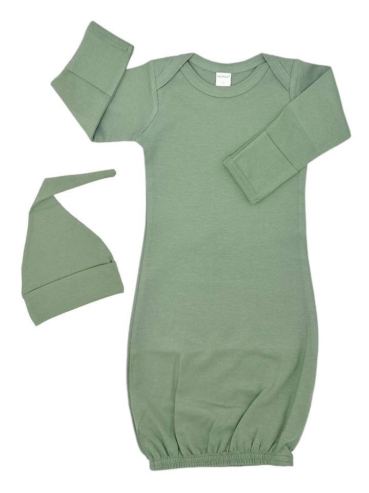 MONAG - Wholesale Clothing Set - Baby - Organic Long Sleeve Baby gown and knotted Beanie Gift Set