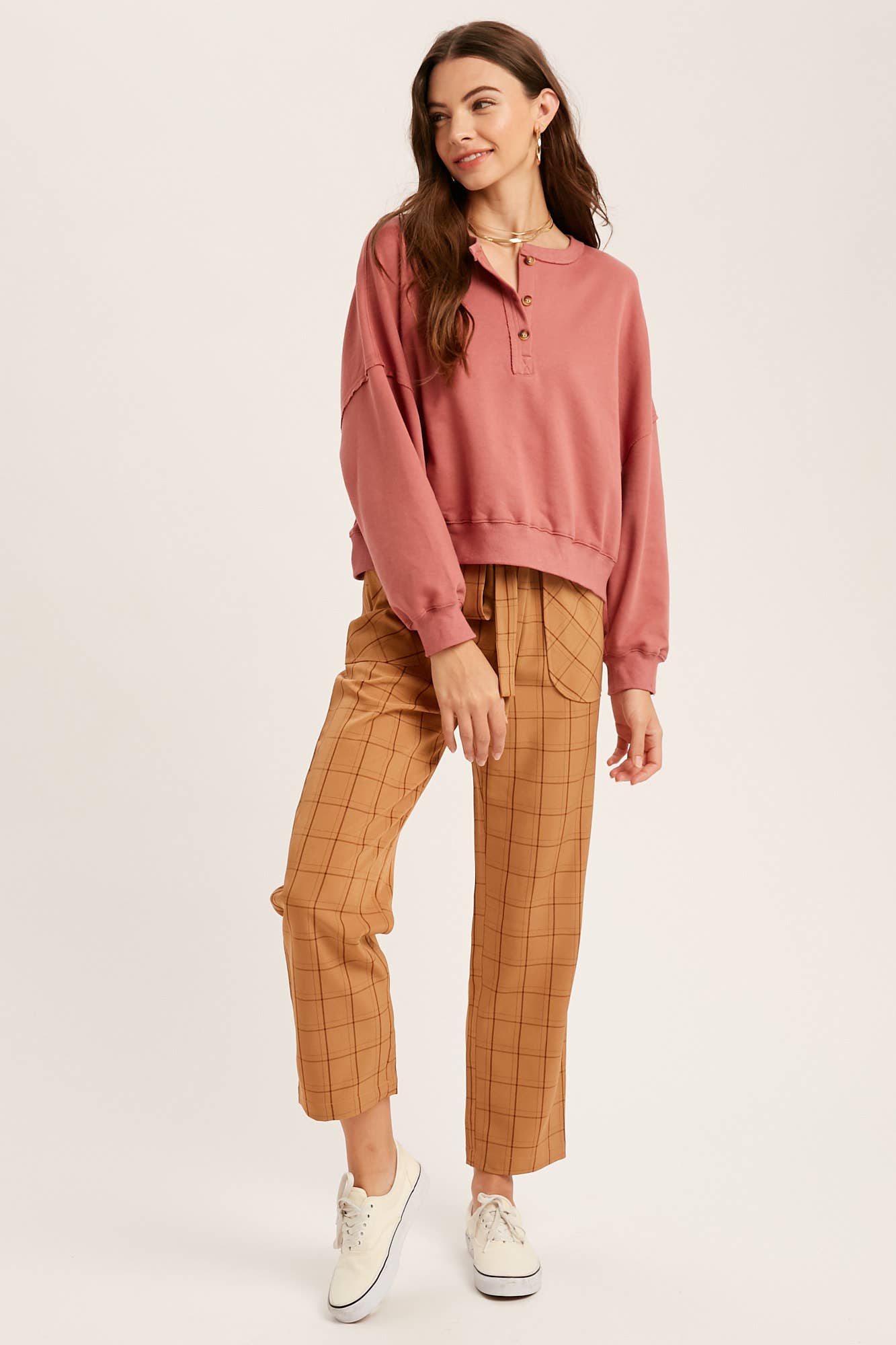 Listicle - Wholesale Knit Top - Women's - Henley Button Soft Knit Top LT111210