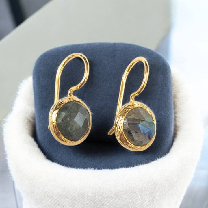 ZEYZEY - Wholesale Dangle Earrings - Tiny Labradorite Handmade Gold Drop Earrings4
