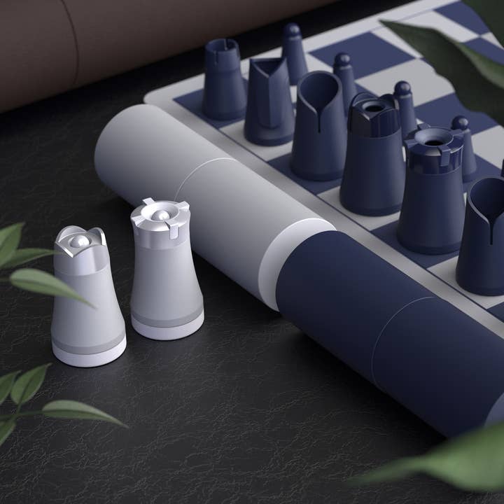 Allocacoc DesignNest - Wholesale Board Game - Crownes Chess - Compact, Portable Nesting Modern Chess Set