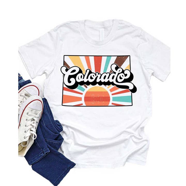 Colorado Retro State Kids Graphic Tee for wholesale by Kids By Kissed Apparel