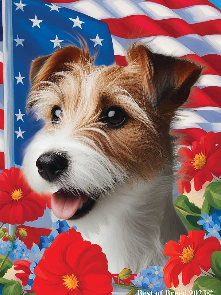 Jack Russell Wirehaired - Patriotische I-Hausflagge für den Großhandel von Best of Breed Products
