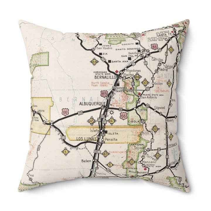 Albuquerque New Mexico Map Pillow – 18" Square Throw Pillow for wholesale by Daisy Mae Designs