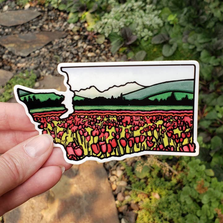 Vinyl Sticker Washington State for wholesale by Sarah Angst Art