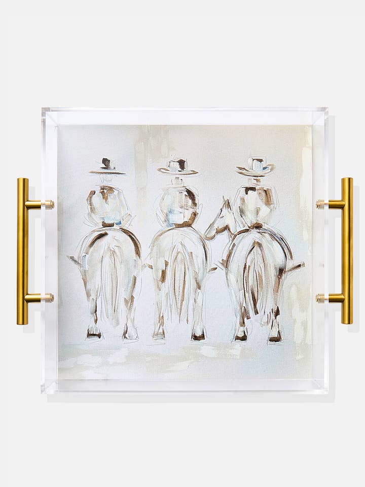 Three Amigos Acrylic Tray With Gold Handles for wholesale by Tart By Taylor