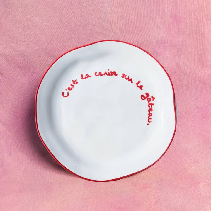 MÆGEN - Wholesale Dinner Plate - NEW Statement Plate - 'C'est la cerise sur le gateau'2
