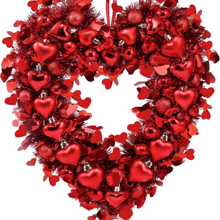 Valentijnsdag - 17,7" RODE HARTKRANS voor wholesale door Dunn Deals
