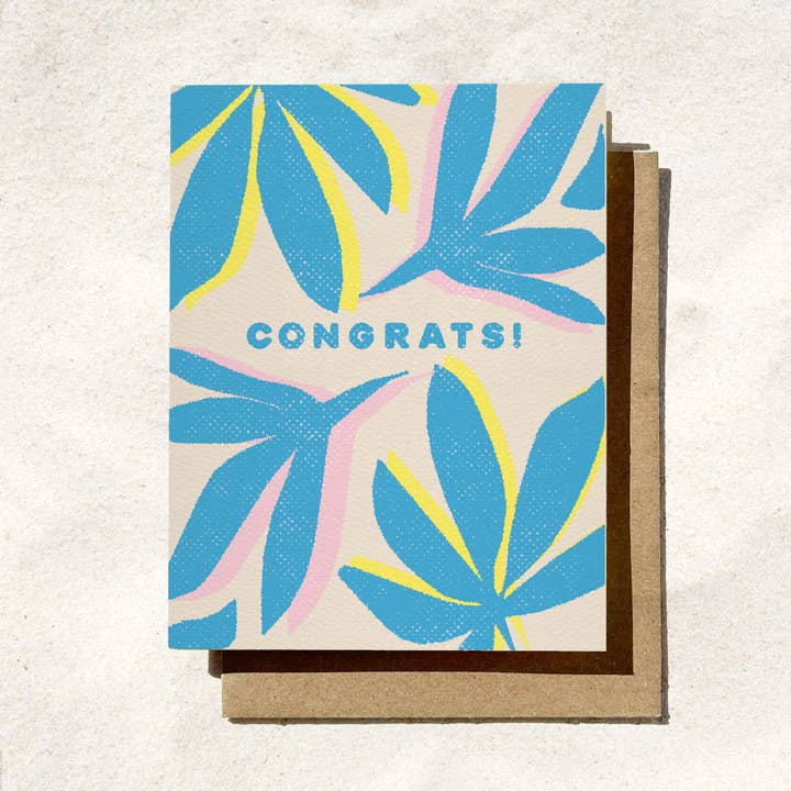 Congrats Palm Leaf Card | Beach Wedding Card | Tropical for wholesale by Daydream Prints