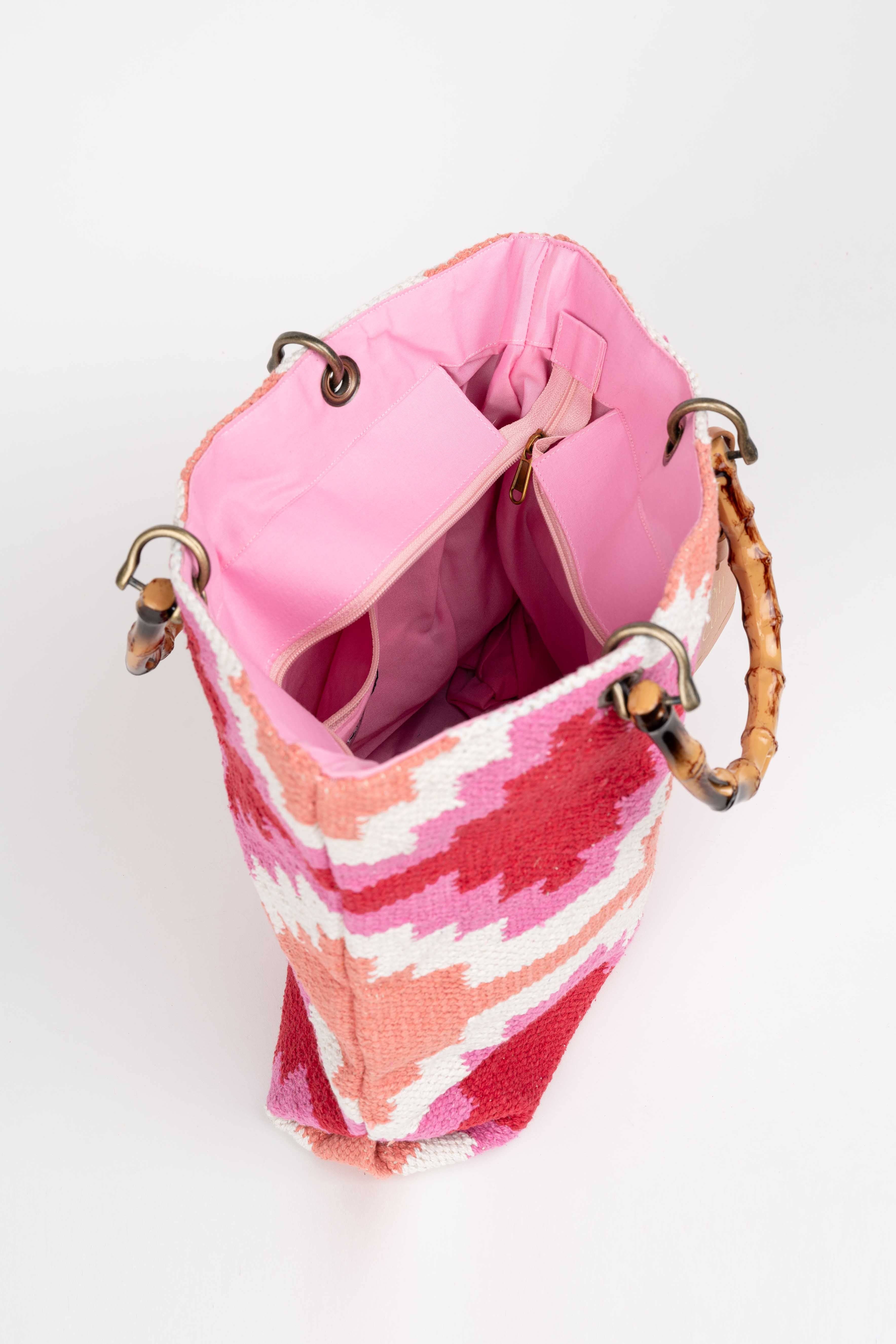 Piti Cuiti – Großhandel Schultertasche – Damen – YUCATAN MEHRFARBIGER ROSA SHOPPER5