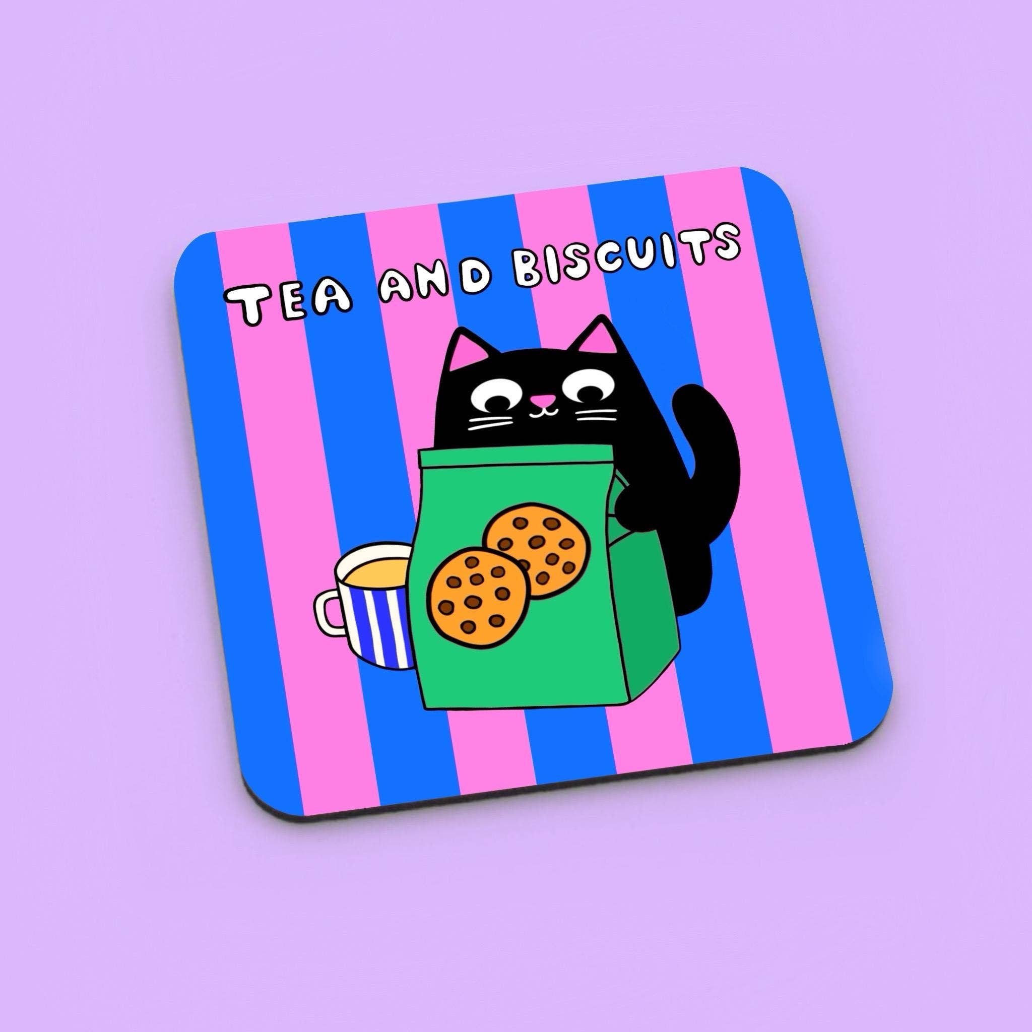 The Paper Tail - Wholesale Coasters - Tea and Biscuits Cat Coasters - Drinkware, Gifts1