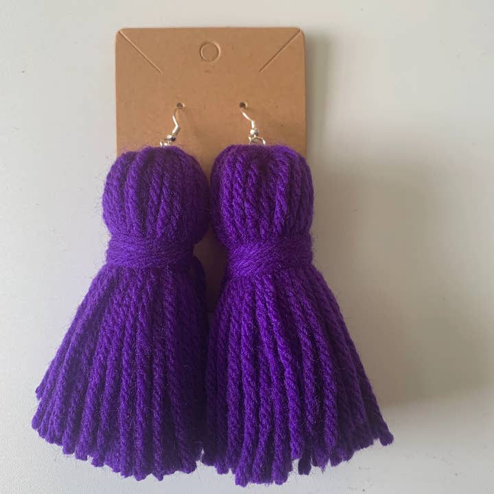 Royal Purple Tassel Earrings for wholesale by Pretty Girl Align
