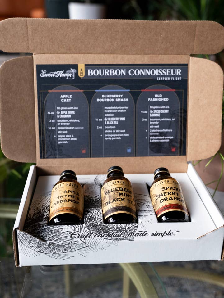 Bourbon Connoisseur Sampler Flight for wholesale by Sweethaven Tonics