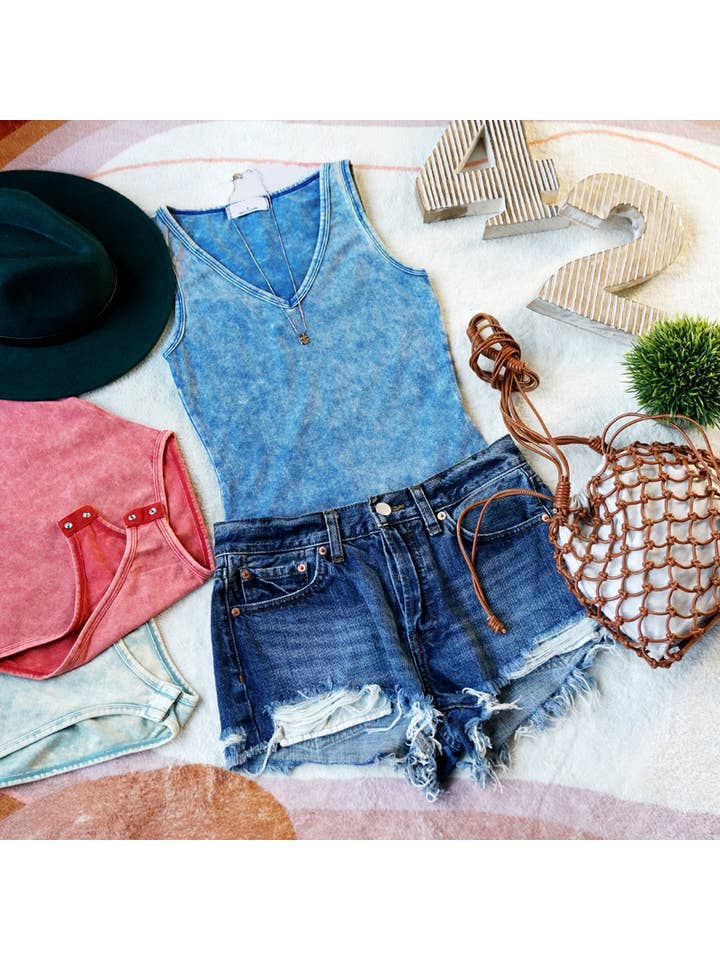 42POPS - Wholesale Bodysuit - Women's - ` Washed & Solid Cotton Bodysuit w/Snap Button closure