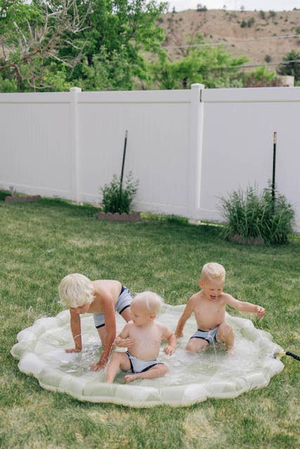 Brooklyn Neutral - Wholesale Inflatables - Green Gingham Splash Pad5