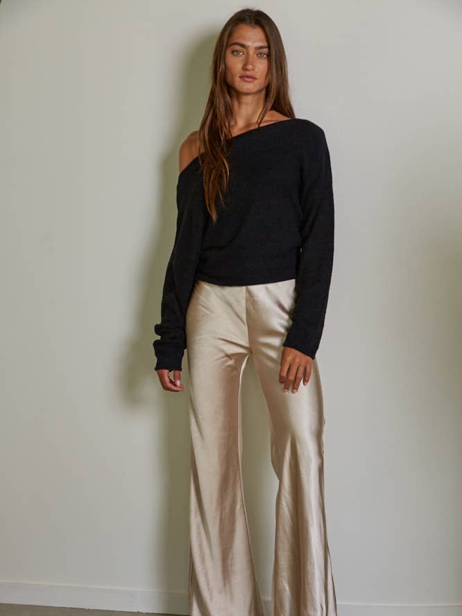 By Together - Wholesale Pants - Women's - L7695 | Woven Polyester Spandex Satin High Rise Pants