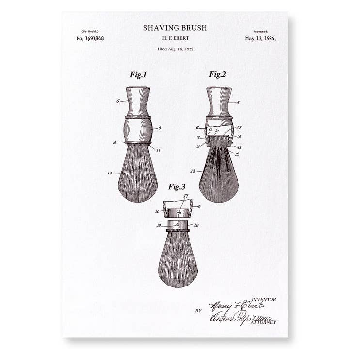 Ezen Trade - Wholesale Art print - PATENT OF SHAVING BRUSH (1924): Art Print