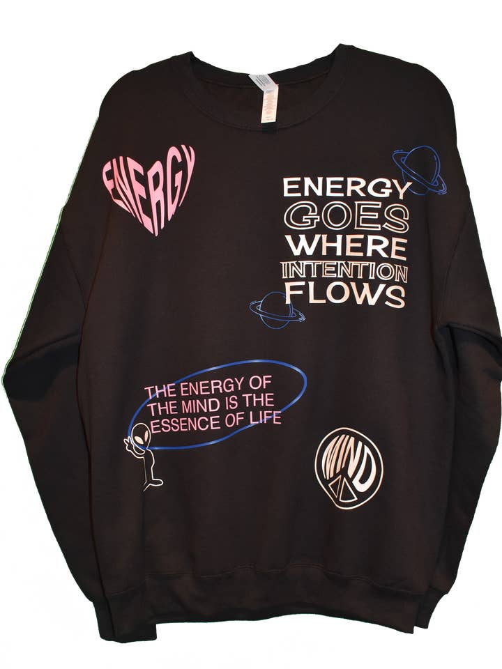 API THE LABEL - Wholesale Graphic Sweatshirt - Women's - BLACK ENERGY CREWNECK