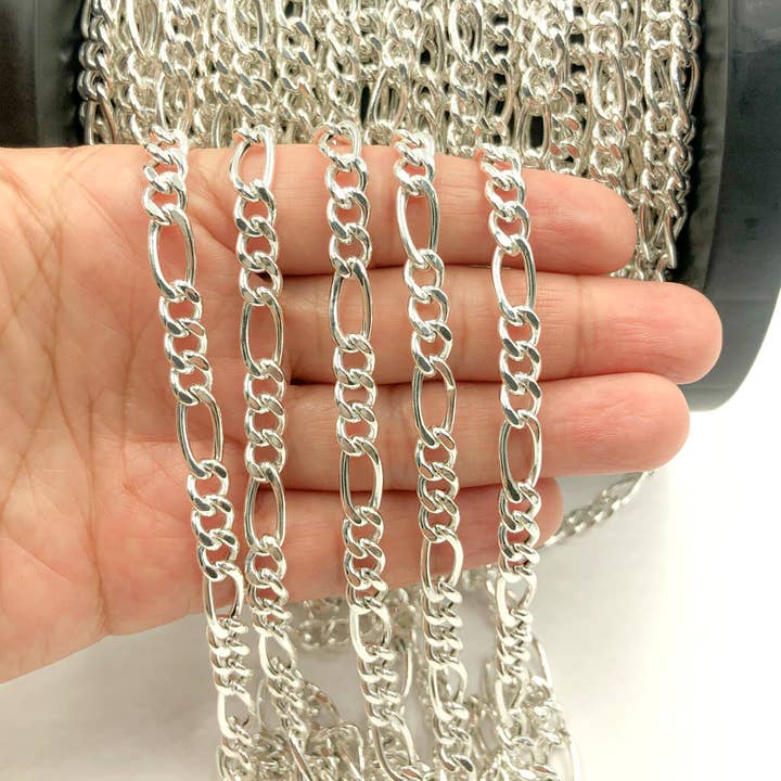 Y60SS. Sterling Silver Figaro Chain for wholesale by Tresor Jewelry Inc.