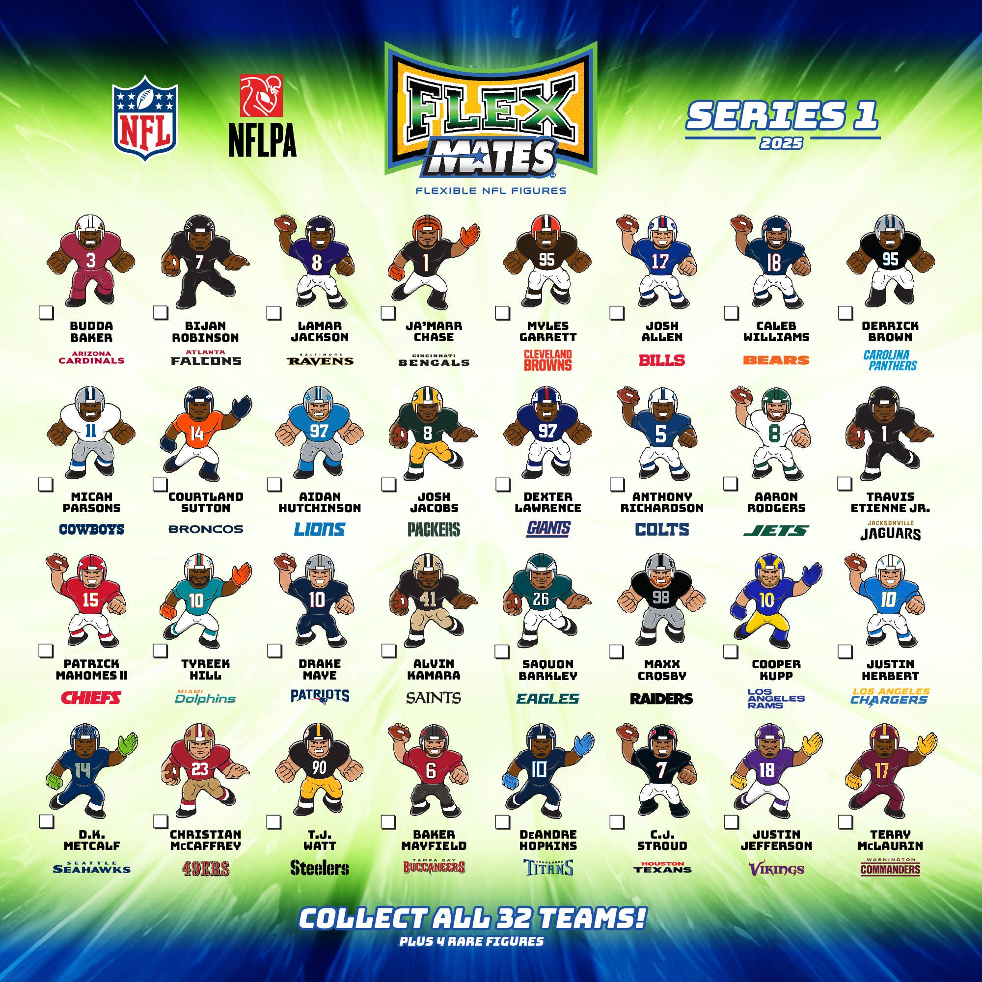 Party Animal, Inc. - Wholesale Figurine Toy - Kids - NFL FlexMates Display 2025 32ct5