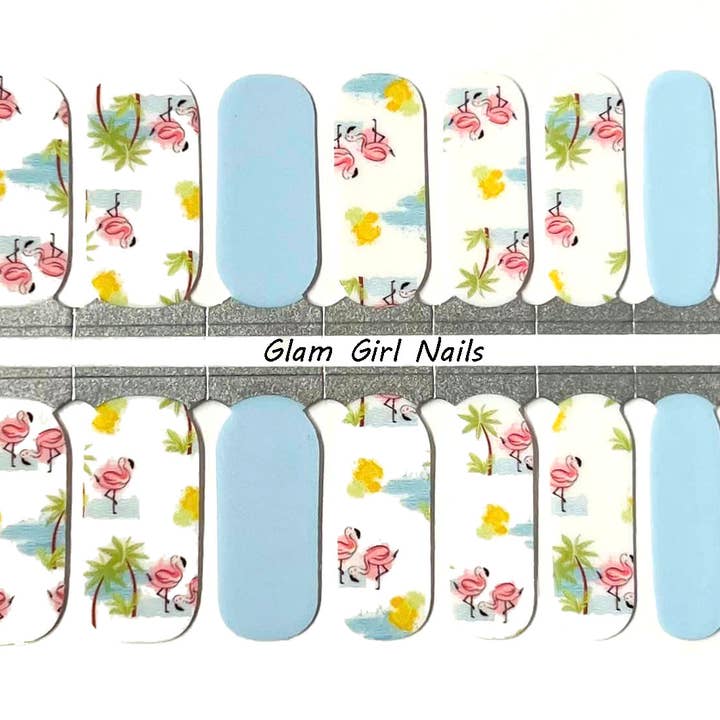 Flamingo Fun Nail Wraps for wholesale by Glam Girl Nails