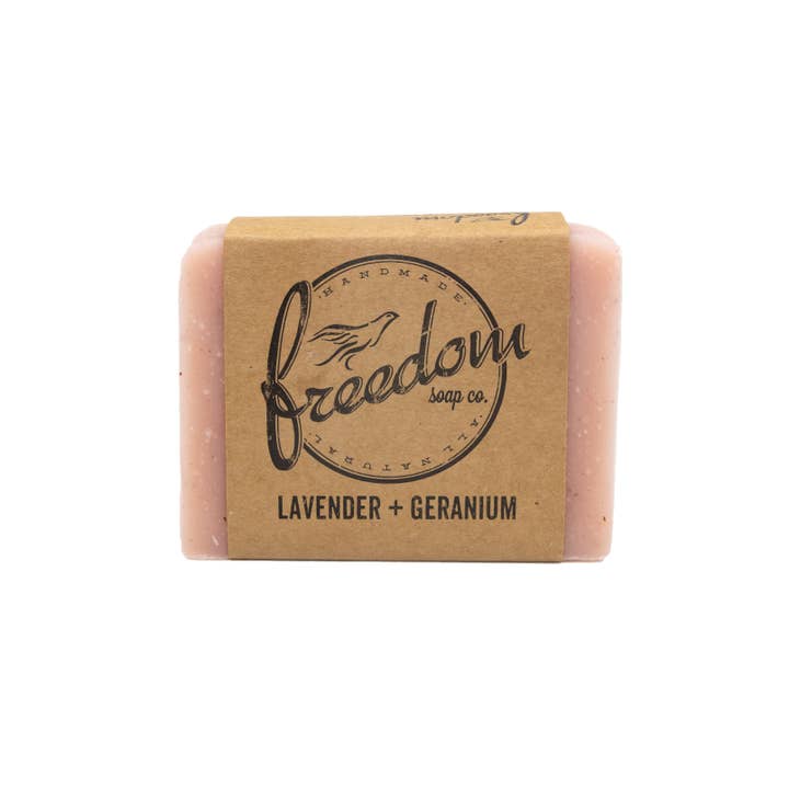 Lavender + Geranium Bar Soap - All-Natural & Palm-Oil Free for wholesale by Freedom Soap Company