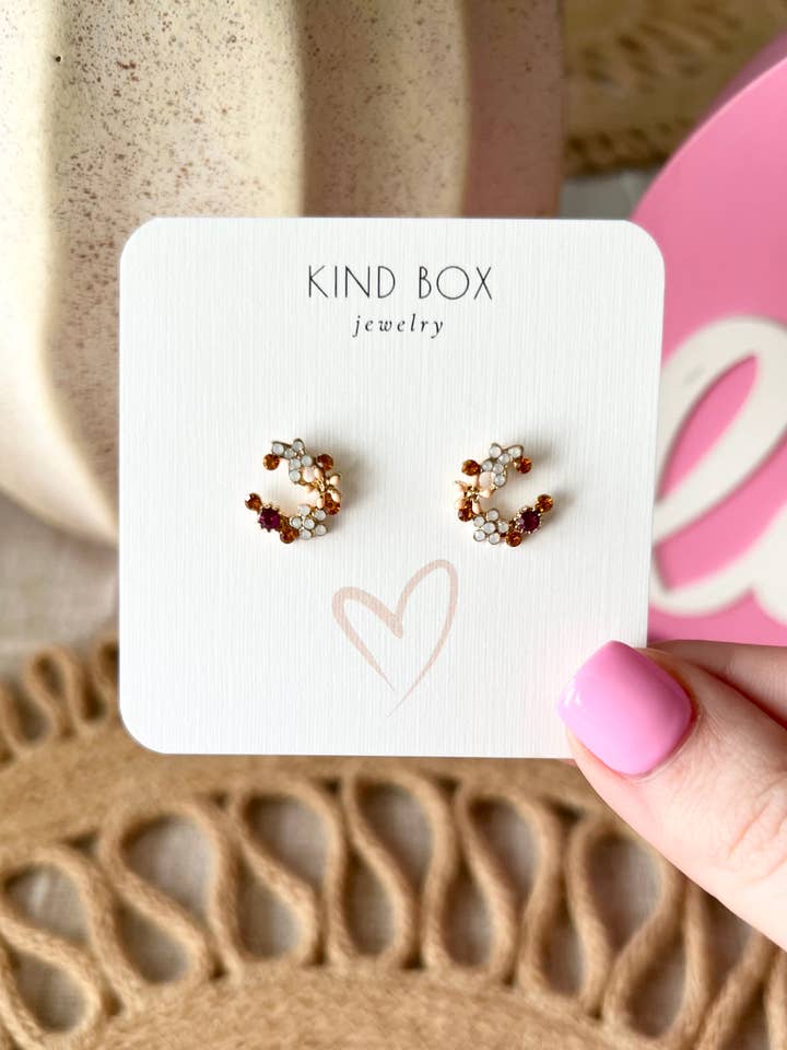 Floral Earrings: Auburn Clusters for wholesale by Kind Box