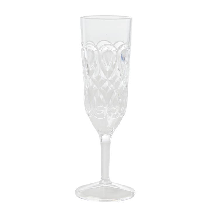 Acrylic Champagne Glass with Swirly Embossed Clear for wholesale by RicebyRice
