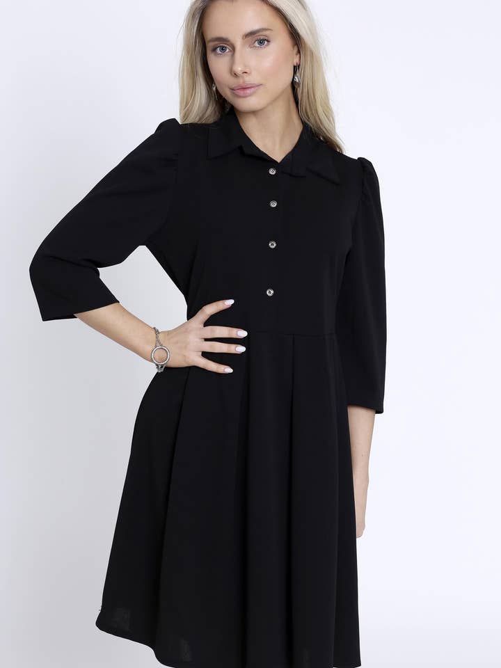 Emma Kleid mit modischem Kragen und Puffärmeln für den Großhandel von Coal and Honey